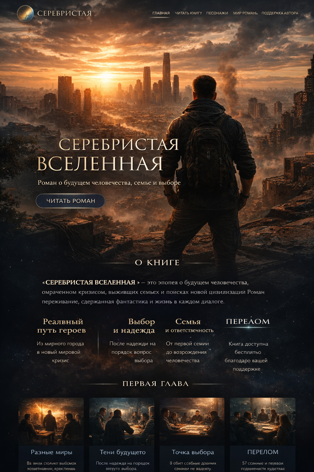 Постер с тремя стадиями истории: начало, середина, конец